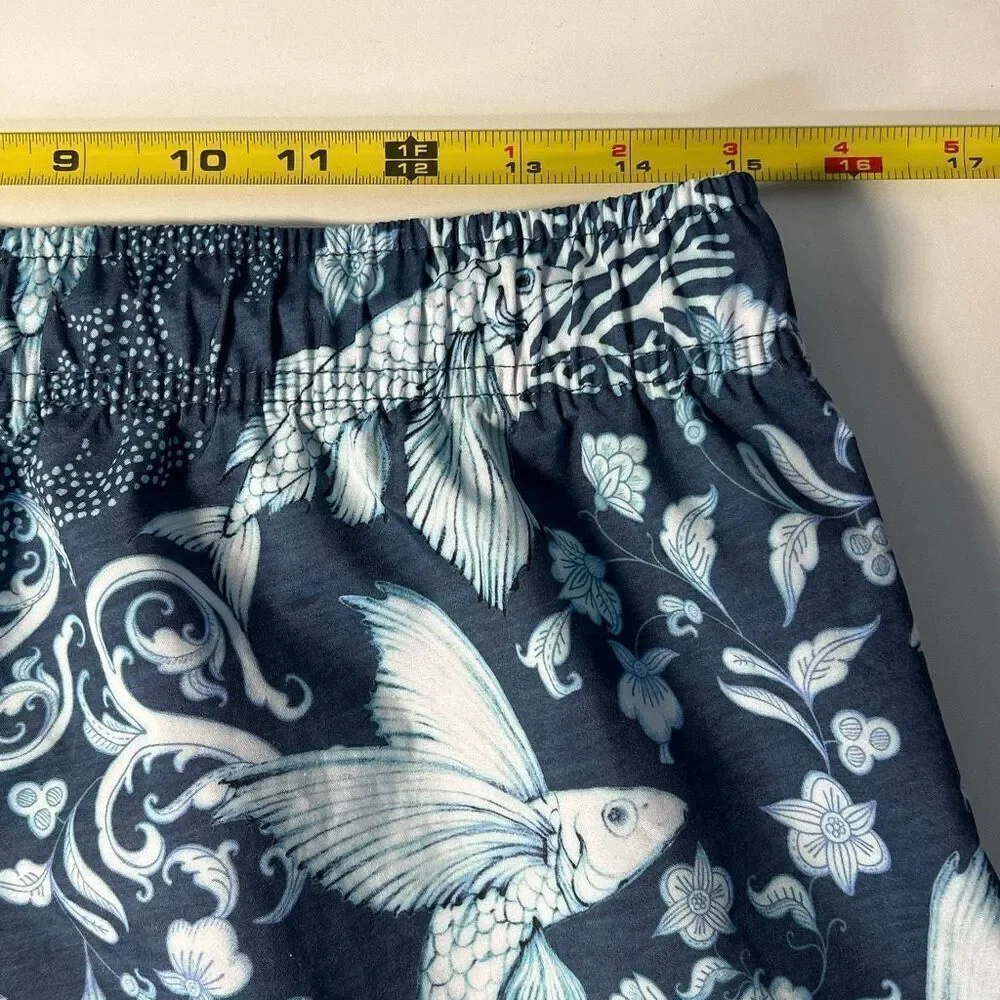 Psycho Tuna Men’s Medium Swim Shorts Pockets Blue Fish Sea Print
